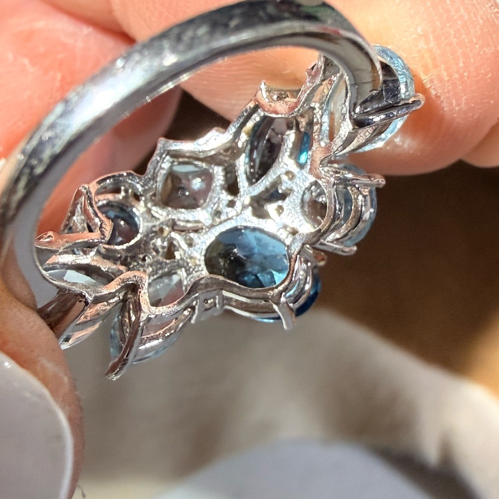 Dazzling Multiple Blue Topaz Gemstone Cluster Rin… - image 4